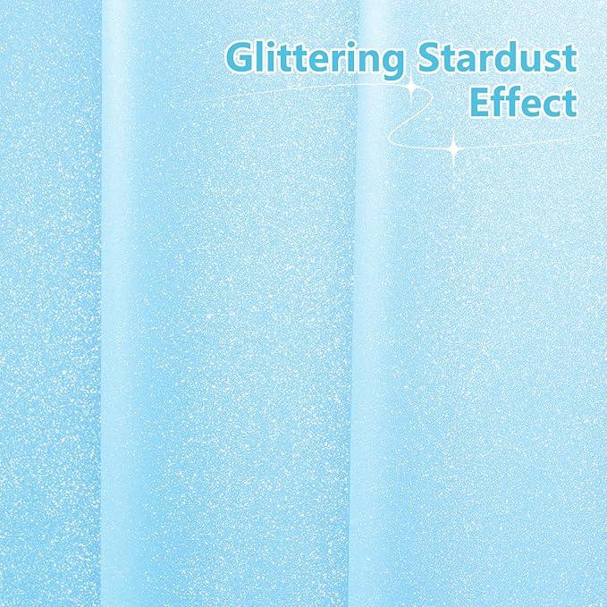 Seenus Waterproof Plastic Glitter Shower Curtain Extra Long 72 x 78 Inch, Sparkle PEVA Shower Curtain Liner with 3 Large Magnets, Sky Blue Blingbling Bathroom Decor Shower Curtain - ModernBath