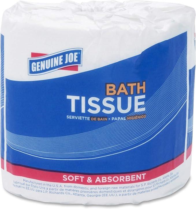 Genuine Joe Standard Bath Tissue, 4" x 4", 2-Ply, 550 Sheets/Roll, 80 Count - ModernBath