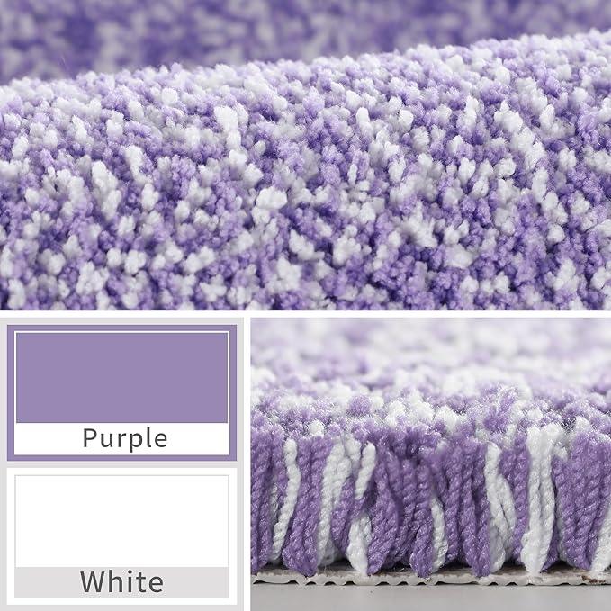 Yimobra Large Bathroom Rugs Non Slip Washable, Soft Absorbent Microfiber Bath Mat,Dual-Tone Decor Rug with Rubber Backing for Bathroom Floor,Tub and Shower,36x24,Home Essentials,Purple and White - ModernBath