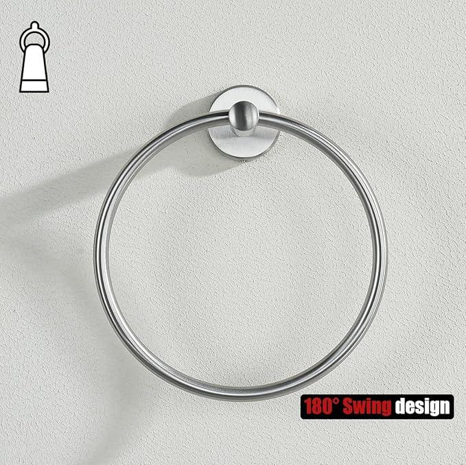 JQK Towel Ring, 304 Stainless Steel Hand Towel Holder for Bathroom, Brushed Finished Wall Mount, TR130-BN - ModernBath