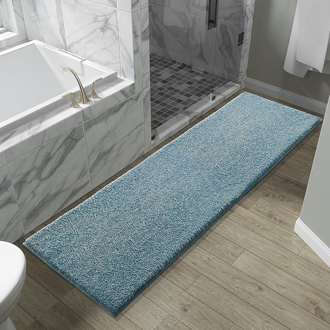 Yimobra Bathroom Runner Rug Non Slip Washable, Soft Absorbent Microfiber Long Bath Mat, Dual-Tone Decor Rug with Rubber Backing for Floor,Tub and Hallway,70x24,Home Essentials,Denim Blue - ModernBath