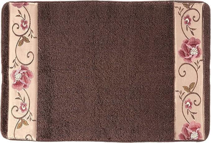 Zahari Home Larrisa Floral Bathroom Rug Luxury Bath Rug Washable Contemporary Decor Beautiful Shower Mat Unique Design Stylish Non Slip Shower Mat Flower Bath Rug Bath Shower Tub Decor - ModernBath