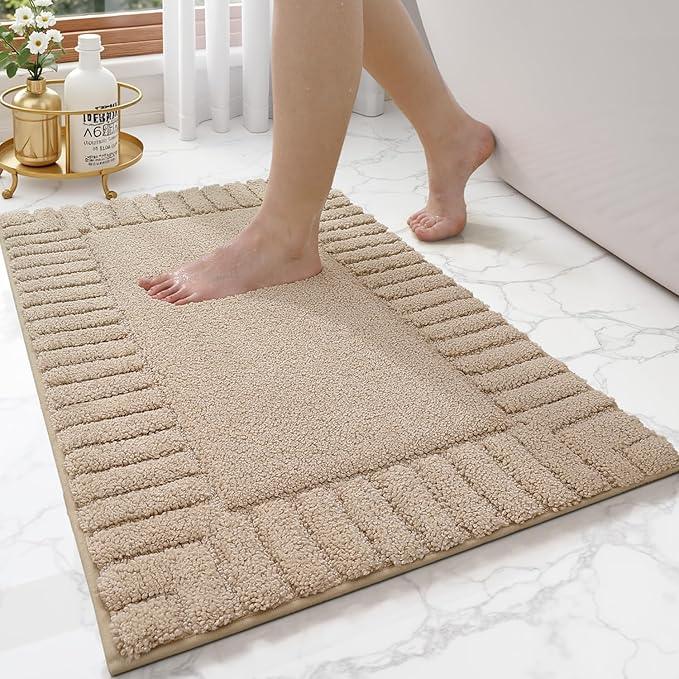 LUMI Bathroom Rugs Non Slip with Rubber Backing, Extra Soft Plush Microfiber Bath Rug Absorbent, Machine Washable Bath Mat Quick Dry for Tub, Shower, Hotel, Beige, 20"x32" - ModernBath
