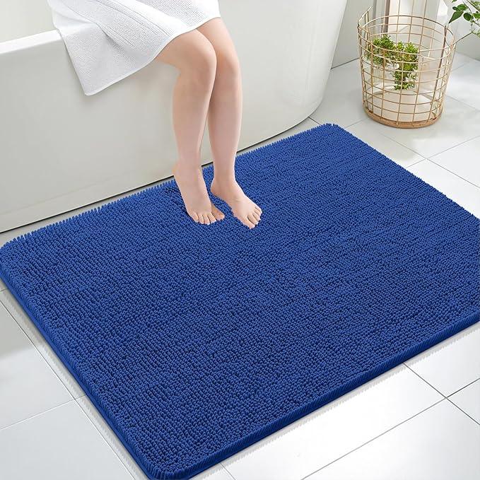 OLANLY Bathroom Rugs 40x32, Extra Soft Absorbent Chenille Bath Rugs, Rubber Backing Quick Dry, Machine Washable Bath Mats for Bathroom Floor, Tub and Shower, Home Decor Accessories, Royal Blue - ModernBath