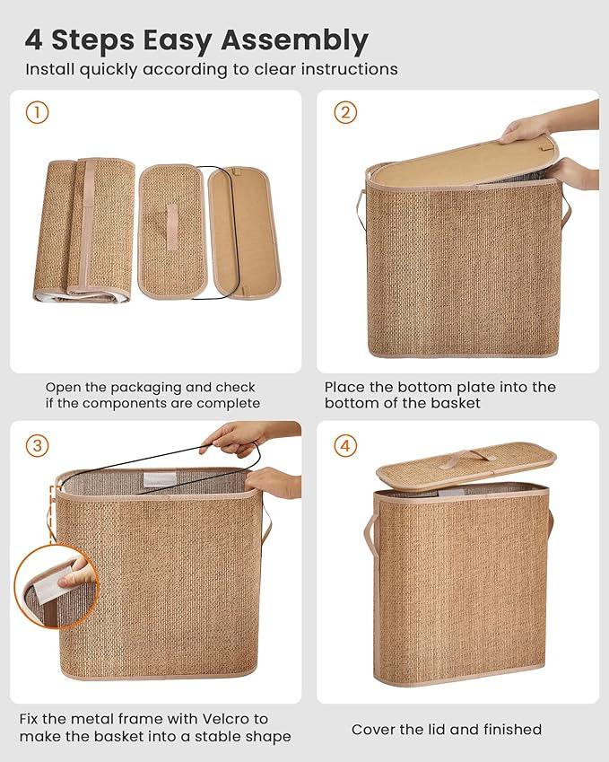 Bamboo Toilet Paper Storage Basket with Lid & Handle - 32L Large Capacity Handwoven Bathroom Organizer for 16 Rolls - Sturdy Stand Holder for Toilet Paper Organization, Carbon Brown - ModernBath
