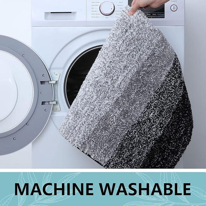 Arotive Microfiber Bathroom Rugs, Shaggy Soft and Absorbent Bath Rug, Non-Slip, Thick Plush Machine Washable Dry Bath Mats for Bathroom, Tub and Shower, 36x24, Black, Rectangular - ModernBath