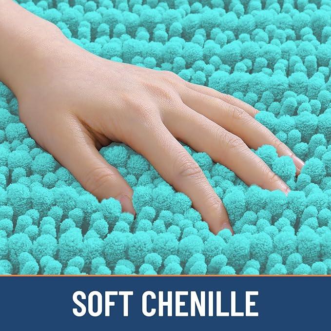 Smiry Bathroom Rugs Mat 24x16, Extra Soft Absorbent Chenille Bath Rugs, Non Slip Rubber Backing Machine Washable Quick Dry Bath Mats for Bathroom Floor, Tub, Shower, Home Decor Accessories, Turquoise - ModernBath