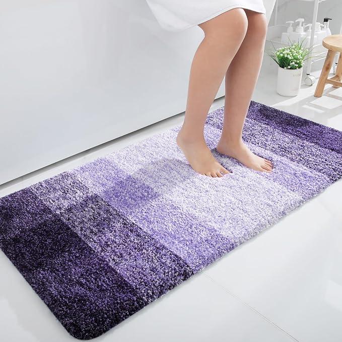 OLANLY Bathroom Runner Rugs 44x24, Extra Soft Absorbent Microfiber Bath Rugs, Rubber Backing, Quick Dry, Machine Washable Bath Mats for Bathroom Floor, Tub and Shower, Home Decor Accessories, Violet - ModernBath