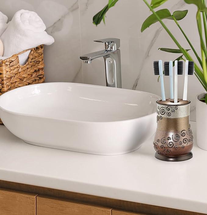 Zahari Home 4pc Miramar Bathroom Accessories Sets Lotion Pump, Tumbler, Tooth Brush Holder and Soap Dish Unique Design Multi Color Bathroom Set - ModernBath