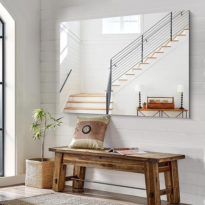 KOCUUY Large Frameless Mirror, 55"x40" Bathroom Mirror for Over Sink, Upgraded Shatterproof, Large Rectangle Unframed Mirror for Wall, Bedroom, Living Room, Entryway, Hang Horizontal/Vertical - ModernBath