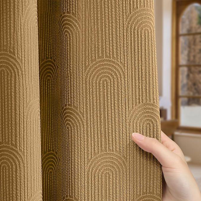 NDDYCU Brown Boho Shower Curtain,Mid Century Neutral Terracotta Mustard Fall Shower Curtain 72" W X 78" L - ModernBath