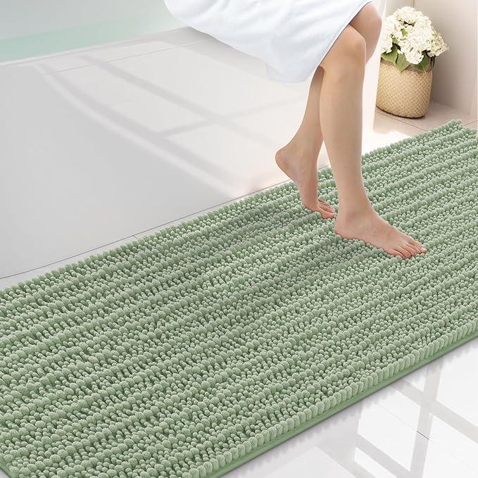 Smiry Bathroom Rugs Mat 70x24, Extra Soft Absorbent Chenille Bath Rugs, Non Slip Rubber Backing Machine Washable Quick Dry Bath Mats for Bathroom Floor, Tub, Shower, Home Decor Accessories, Sage Green - ModernBath