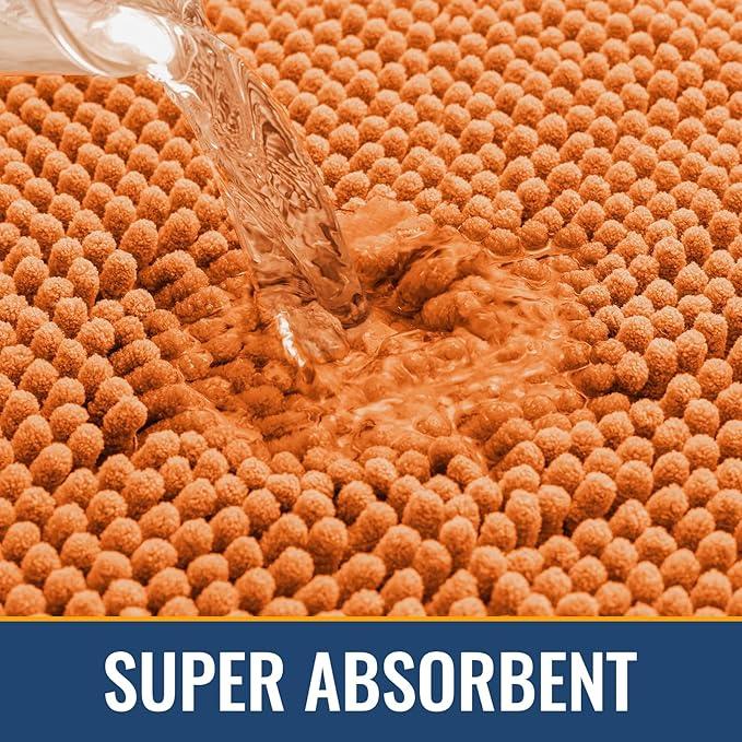 Arotive Bathroom Rugs 30x20, Extra Soft Absorbent Shaggy Chenille Bath Rugs, Machine Washable Rubber Backing Non-Slip Bath Mats for Bathroom Floor Tub and Shower, Home Decor Accessories, Coral - ModernBath
