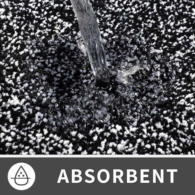 Yimobra Large Bathroom Rugs Non Slip Washable, Soft Absorbent Microfiber Bath Mat,Dual-Tone Decor Rug with Rubber Backing for Bathroom Floor,Tub and Shower,36x24,Home Essentials,Black and White - ModernBath