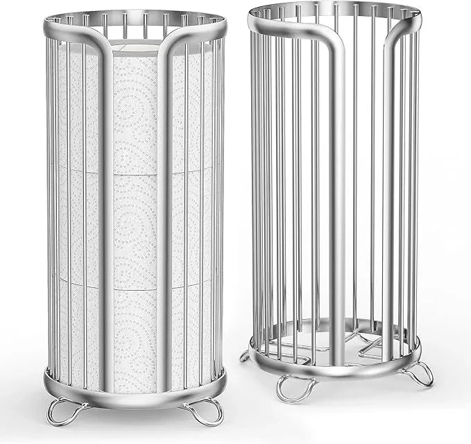 Toilet Paper Holder Stand, Freestanding Toilet Tissue Organizer, Minimalistic Storage Solution, Reserve Mega Rolls,Modern -2PACK Silver - ModernBath