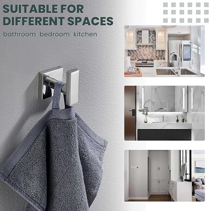 Suyar Polished Chrome Bathroom Towel Hook, SUS 304 Stainless Steel Robe Coat Towel Holder, Wall Mounted - ModernBath