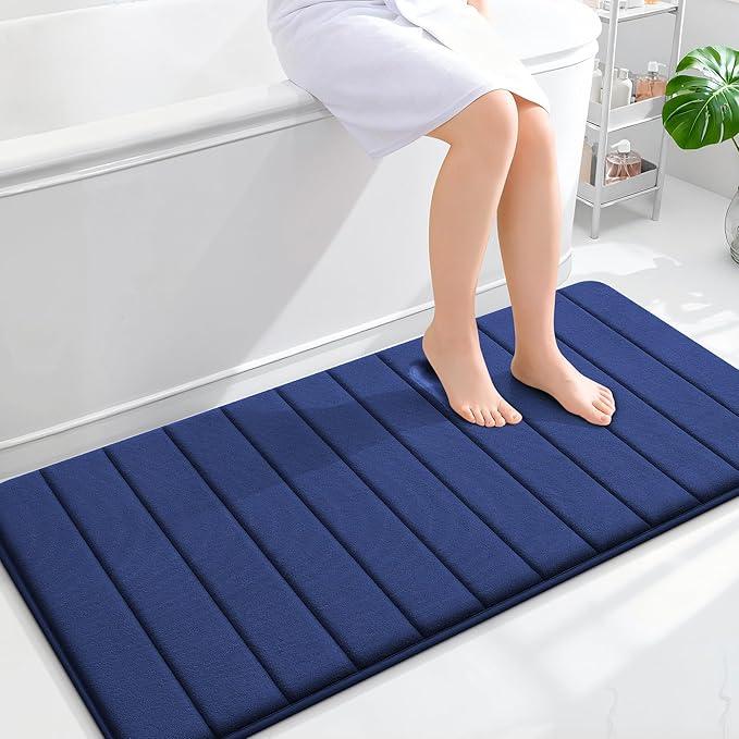 OLANLY Memory Foam Long Bathroom Rugs Runner 47x24, Super Soft Absorbent Bath Mat, Quick Dry, Machine Washable Shower Rugs, Bathmat Carpet, Bathroom Home Decor Accessories, Twilight Sapphire - ModernBath