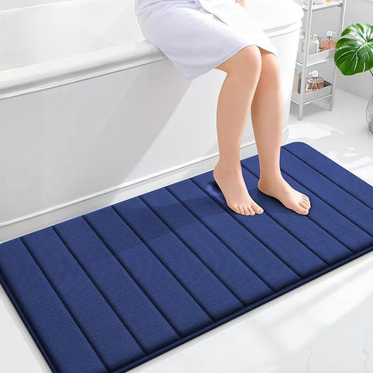 OLANLY Memory Foam Long Bathroom Rugs Runner 47x24, Super Soft Absorbent Bath Mat, Quick Dry, Machine Washable Shower Rugs, Bathmat Carpet, Bathroom Home Decor Accessories, Twilight Sapphire - ModernBath