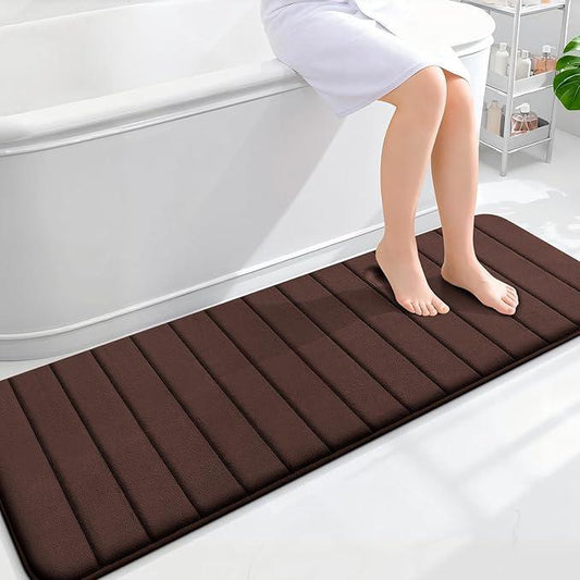 OLANLY Memory Foam Long Bathroom Rugs Runner 59x20, Super Soft Absorbent Bath Mat, Quick Dry, Machine Washable Shower Floor Rugs, Bathmat Carpet, Bathroom Home Decor Accessories, Brown - ModernBath
