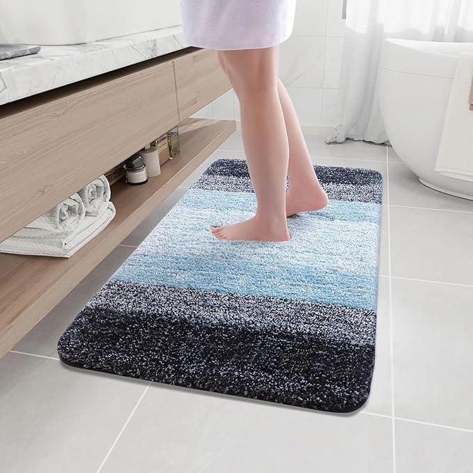 Arotive Microfiber Bathroom Rugs, Shaggy Soft and Absorbent Bath Rug, Non-Slip, Thick Plush Machine Washable Dry Bath Mats for Bathroom, Tub and Shower, 40x24, Blue, Rectangular - ModernBath