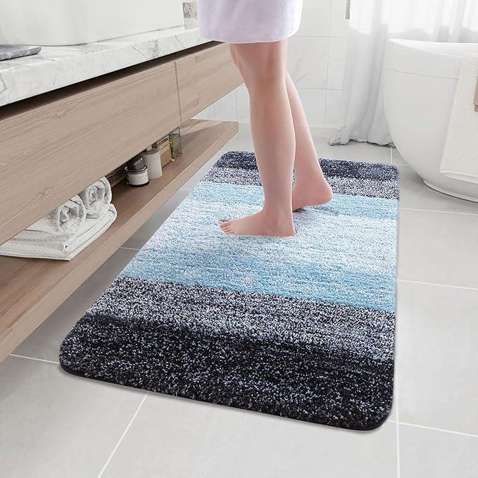 Arotive Microfiber Bathroom Rugs, Shaggy Soft and Absorbent Bath Rug, Non-Slip, Thick Plush Machine Washable Dry Bath Mats for Bathroom, Tub and Shower, 40x32, Blue, Rectangular - ModernBath