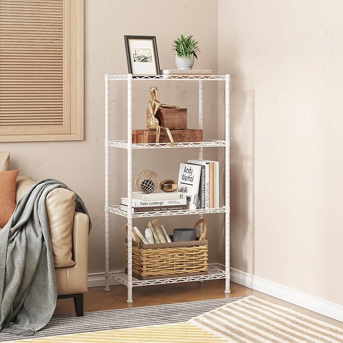 HOMEFORT 4-Shelving Unit, Adjustable Wire Shelving, Metal Wire Shelf Rack Organizer for Kitchen, Pantry, Closet, Bathroom, Laundry, White,21" W x 11" D x 41" H - ModernBath
