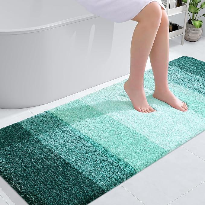OLANLY Bathroom Runner Rugs 59x24, Extra Soft Absorbent Microfiber Bath Rugs, Rubber Backing, Quick Dry, Washable Bath Mats for Bathroom Floor, Tub and Shower, Home Decor Accessories, Blackish Green - ModernBath