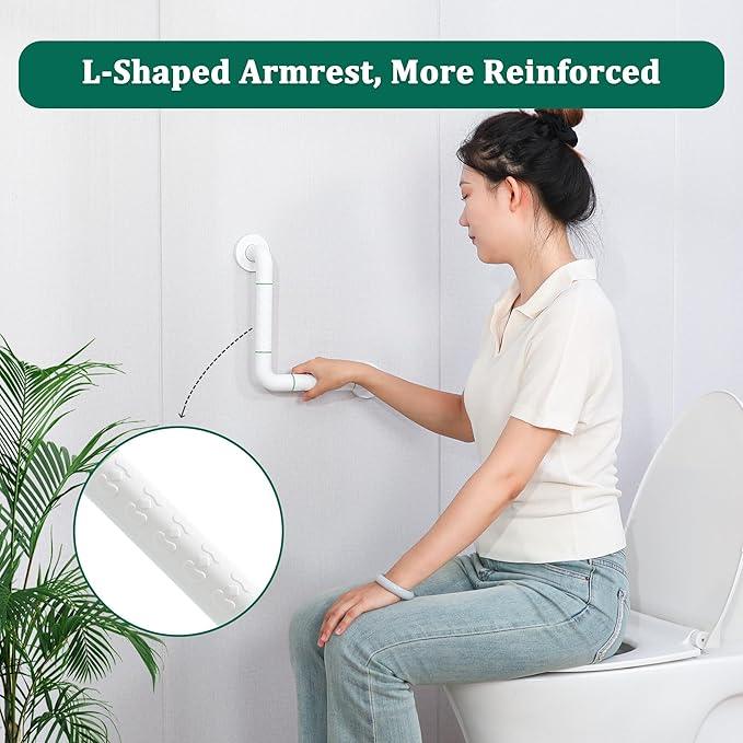 Anti Bathroom Grab Rail,90° Detachable Right Angle White Stainless Steel Shower Hand Rail,Safety Hand Rail Support for Elderly, Children and Disability - ModernBath