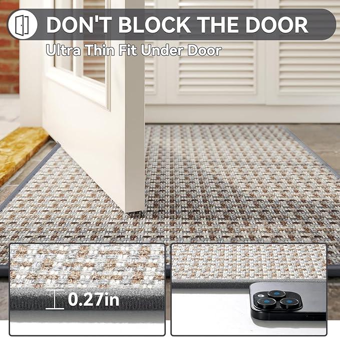 YDKGL Bath Mat Rug-Ultra Thin Non Slip Bath Mats for Bathroom Mat Quick Dry, Rubber Backing Washable Bathroom Rugs Fit Under Door, Absorbent Bath Rugs, Shower Outside,Sink Gray 20"x32" - ModernBath