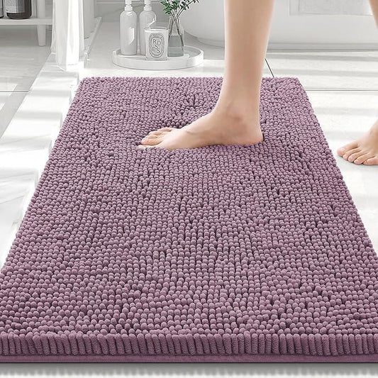 Smiry Luxury Chenille Bathroom Rugs 30x20, Extra Soft and Absorbent Shaggy Bath Mat, Machine Washable, Non-Slip Plush Carpet Runner for Tub, Shower, and Floor, Home Decor Accessories, Deep Plum - ModernBath
