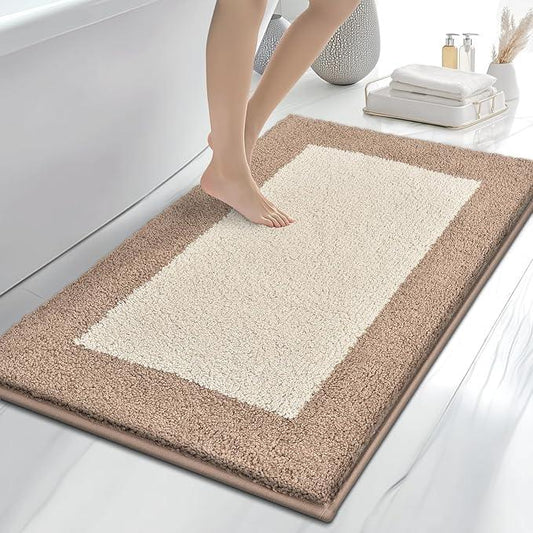 anllugs Bathroom Rugs 30" x 46", Non-Slip Extra Soft Absorbent Bath Rugs, Machine Washable Quick Dry Bath Mats for Bathroom Floor, Shower, Bathtub and Sink, Beige & Grayish Brown - ModernBath