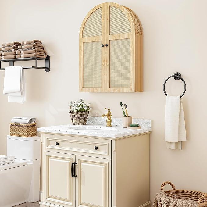 Turtle Myrtle Bathroom Medicine Cabinet Wall Mounted, Arched Wall Cabinet with Adjustable Shelf & Doors, Floating Cabinet for Wall Over The Toilet Storage Cabinet Space Saver,Natural - ModernBath