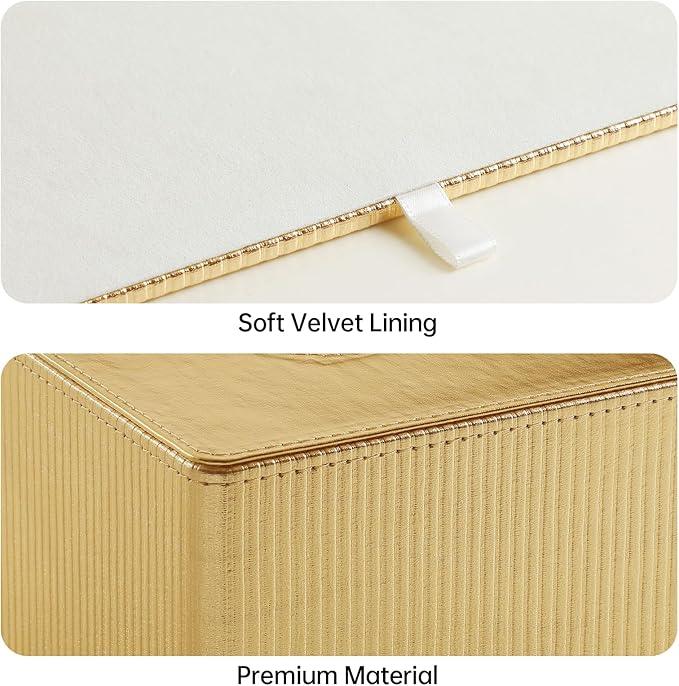 Cretkhp Gold Tissue Box Cover Rectangle with Magnetic Closure, PU Leather Tissue Box Holder for Bathroom NightStands Livingroom, Decorative Tissue Holder for 120(3-Ply)/160(2-Ply) Tissue Box (Gold) - ModernBath