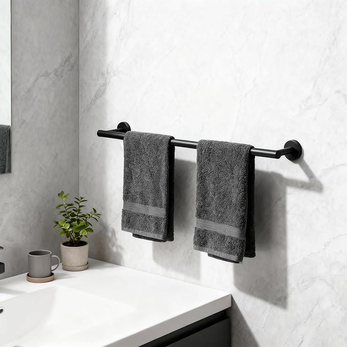 Bathroom Towel Bar, 24 Inch Towel Racks for Bathroom Wall Mounted, Heavy Duty Bathroom Towel Holder Organizer, Stainless Steel Home Towel Rod, Matte Black - ModernBath