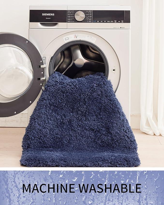 Ruggnovea Bathroom Rugs Non Slip Washable, Ultra Soft Thick Shaggy Absorbent Bath Mats, High Density Foam Latex Non Slip Backing Bath Rugs, Microfiber Bath Mats for Bathroom Floor&Sink,24x17,Navy Blue - ModernBath