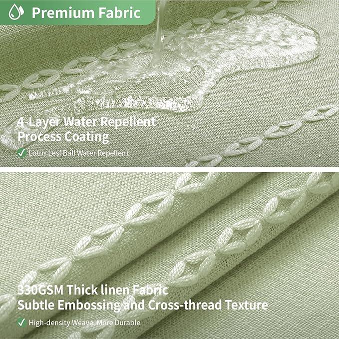 eachope Sage Green Farmhouse No Hook Shower Curtain Set with Snap-in Fabric Liner,Boho Heavy-Duty Linen Textured Rustic Striped Design,Water-Repellent with Tassels and Sheer Window,71x74 - ModernBath