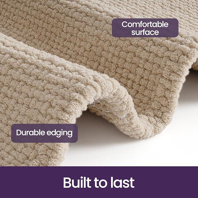 DEXI Bathroom Rugs 20x32, Non Slip Washable Bath Mat, Absorbent Chenille Bathmat, Ultra Soft Thick Carpet for Tub Shower Floor, Beige - ModernBath