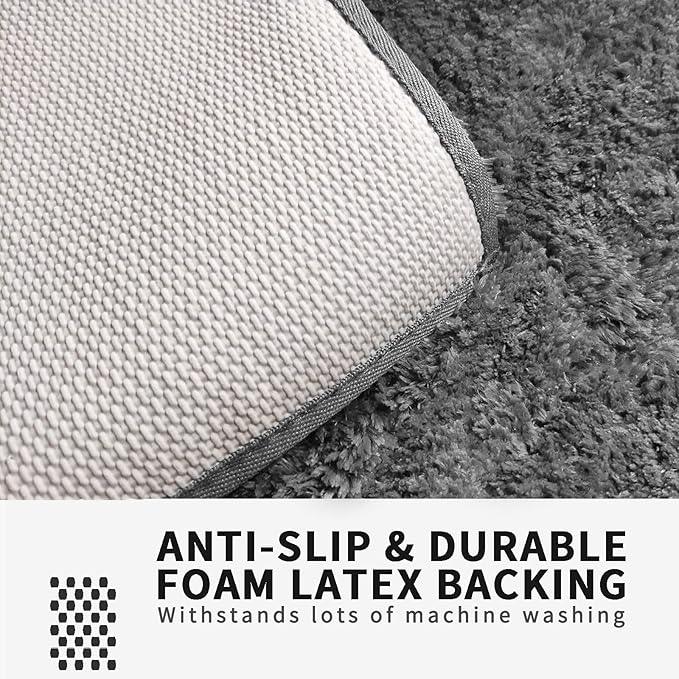 FIFU Bathroom Rugs 17" W x 24" L, Bath Mat for Bathroom, Bedroom, Laundry Room & Kitchen, Non-Slip Rubber Latex Backing, Extra Soft and Absorbent Microfiber Carpet, Machine Washable Rug, Dark Gray - ModernBath