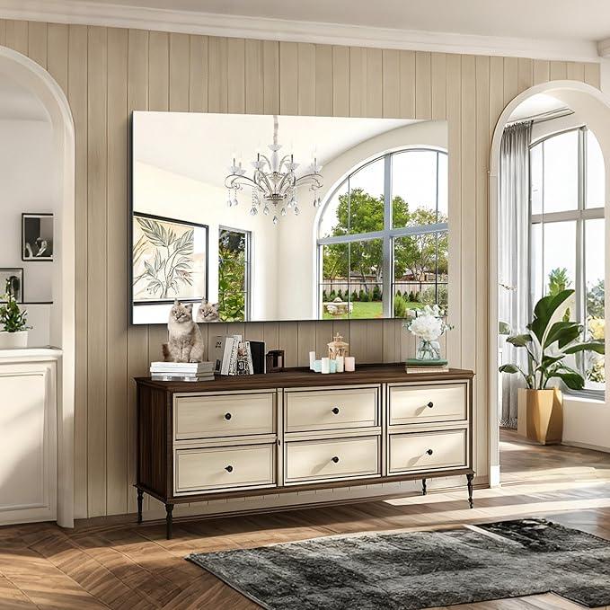 KOCUUY Large Frameless Mirror, 55x36 Inch Rectangle Bathroom Vanity Mirror for Over Sink, Upgraded Shatterproof Unframed Design for Bedroom, Living Room, Entryway - ModernBath
