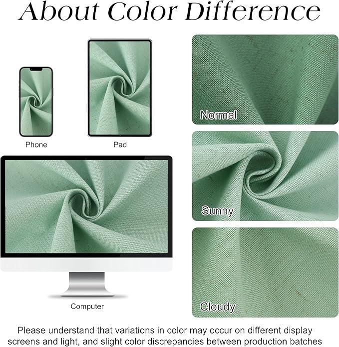Naturoom Aqua Green 60 Inch Shower Curtain - Stall Narrow Half Linen Ultra Thick Fabric Shower Curtain Set with Hooks, Boho Farmhouse Rustic RV Camper Bath Curtains for Bathroom, 60x72 - ModernBath