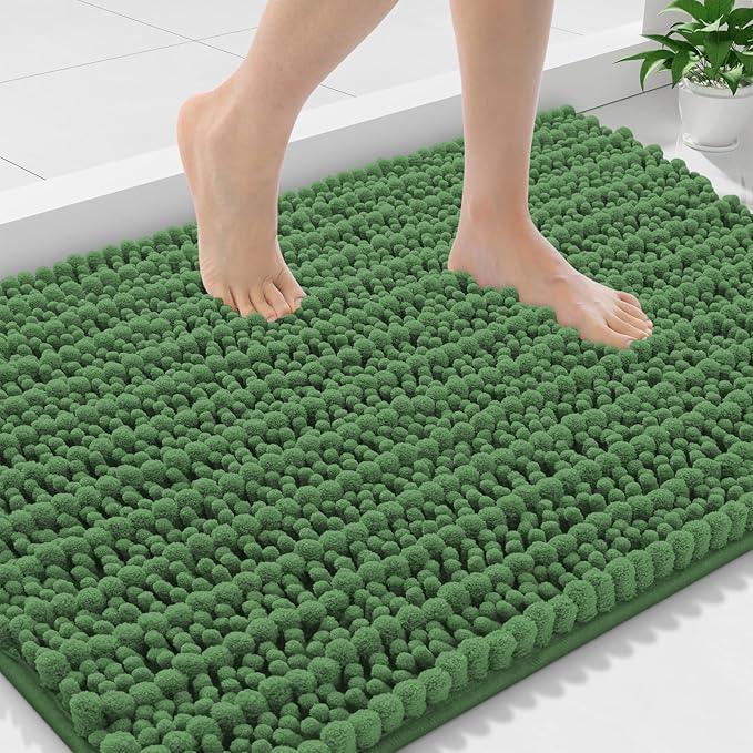 Smiry Bathroom Rugs Mat 36x24, Extra Soft Absorbent Chenille Bath Rugs, Non Slip Rubber Backing Machine Washable Quick Dry Bath Mats for Bathroom Floor, Tub, Shower, Home Accessories, Olive Green - ModernBath