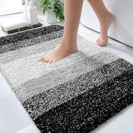OLANLY Bathroom Rugs Mat 34x21, Extra Soft Absorbent Microfiber Bath Rugs, Rubber Backing, Quick Dry, Machine Washable Bath Mats for Bathroom Floor, Tub and Shower, Home Decor Accessories, Black - ModernBath