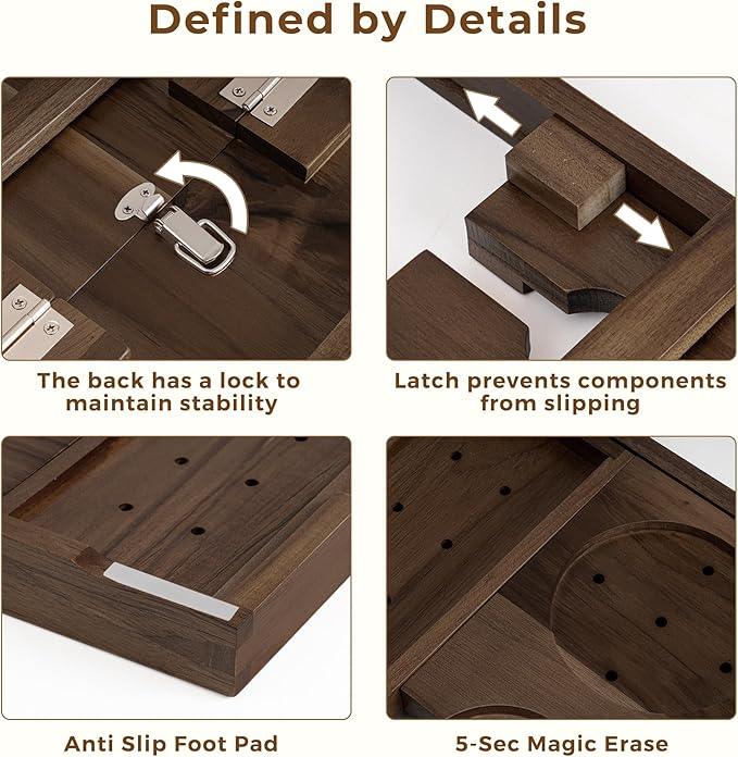 Teak Bathtub Tray, Wooden Tray Caddy for Bathtub, Luxury Bathroom Trays for Home Spa Relaxation, Teak Bathtub Caddy as Housewarming, Wedding Gifts for Women (Walnut Teak) - ModernBath