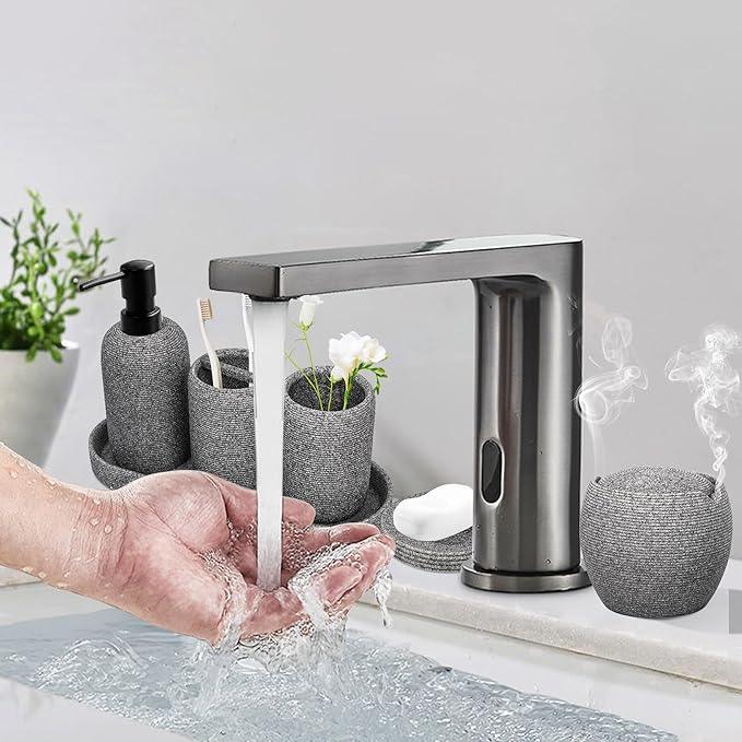 Bathroom Accessory Set - 6PCS Bathroom Accessories Set: Soap Dish, Lotion Dispenser, Toothbrush Holder, Toothbrush Cup, Vantiy Tray, Qtip Holder, Aesthetic Decor Bathroom Sets - ModernBath