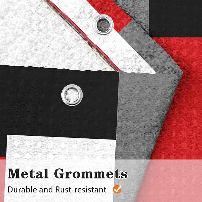 Culudea Geometric Red White Shower Curtain Set, Black and Gray Modern Bathroom Window Waterproof Shower Curtain Set for Bathroom Decor - ModernBath