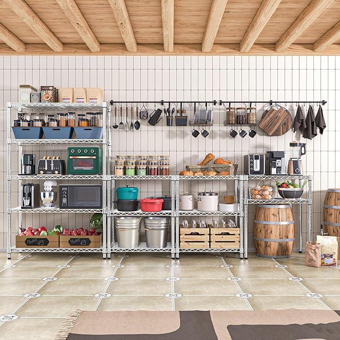 1750 LBS Storage Shelves 5-Tier Utility Shelving Unit Steel Organizer Wire Rack for Home,Kitchen,Office,Garage, Capacity 17.7" D x 47.2" W x 72.3" H | Organizer Wire Rack, for Home, Kitchen, Office, Garage, 1750 LBS Capacity - ModernBath