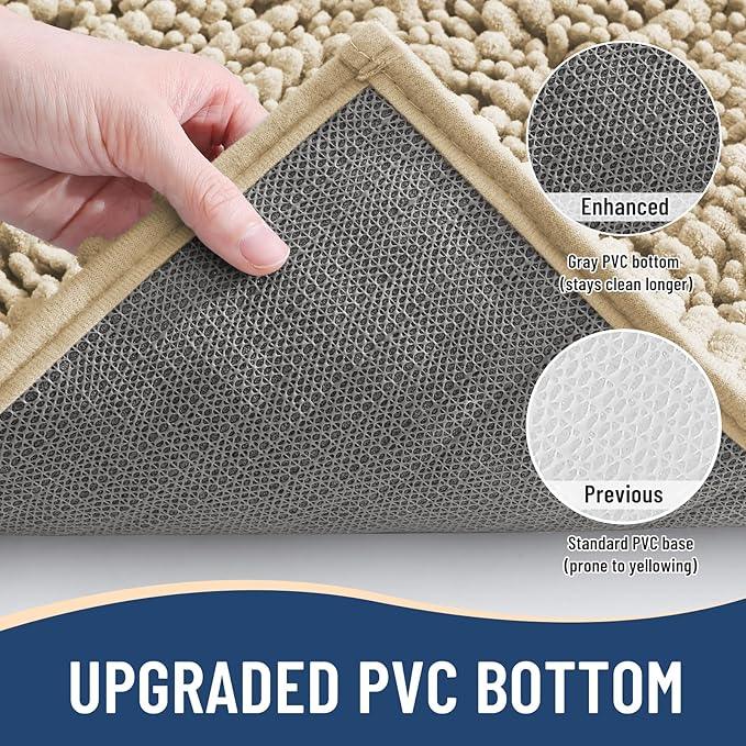 Arotive Luxury Chenille Bathroom Rug Mat, Extra Soft Thick Absorbent Shaggy Bath Rugs, Non-Slip Machine Wash Dry, Plush Bath Mats for Bathroom, Shower and Tub, 44x32, Beige - ModernBath