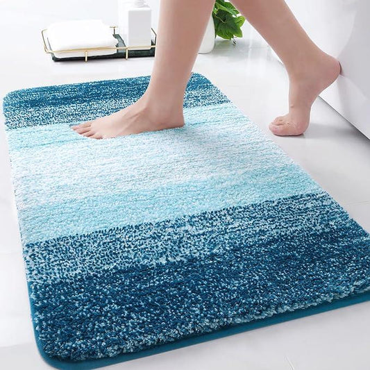 Arotive Microfiber Bathroom Rugs, Shaggy Soft and Absorbent Bath Rug, Non-Slip, Thick Plush Machine Washable Dry Bath Mats for Bathroom, Tub and Shower, 30x20, Peacock Blue, Rectangular - ModernBath