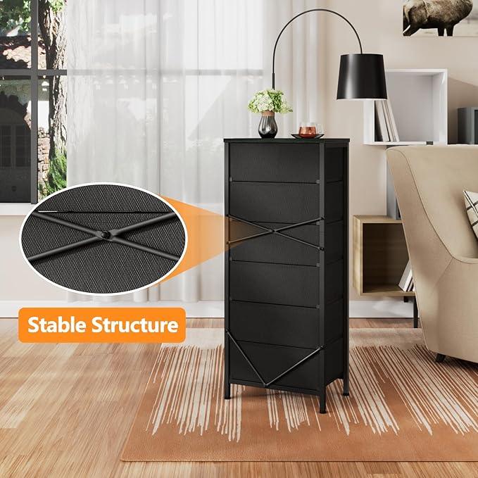 Furnulem Vertical Dresser for Bedroom,Tall Storage Tower Unit and Chest with 6 Drawers,Vintage Green Nightstand Furniture with Fabric Drawer Organizer in Dorm, Living Room,Closet,Entryway,Hallyway - ModernBath