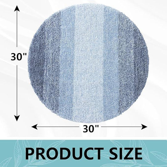 Arotive Microfiber Bathroom Rugs, Shaggy Soft and Absorbent Bath Rug, Non-Slip, Thick Plush Machine Washable Dry Bath Mats for Bathroom, Tub and Shower, 30x30, Light Blue, Round - ModernBath